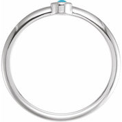14K White Cabochon Natural Turquoise Stackable Ring