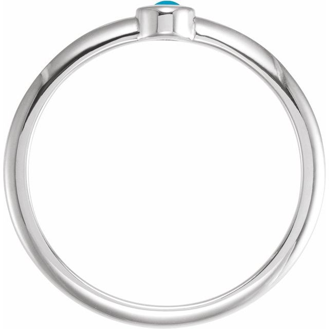 14K White Cabochon Natural Turquoise Stackable Ring