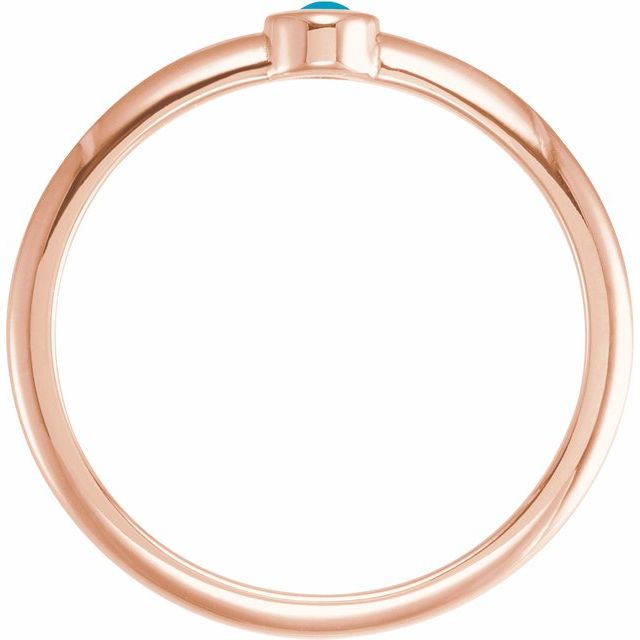 14K Rose Cabochon Natural Turquoise Stackable Ring