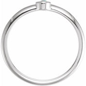14K White Cabochon Natural White Opal Stackable Ring
