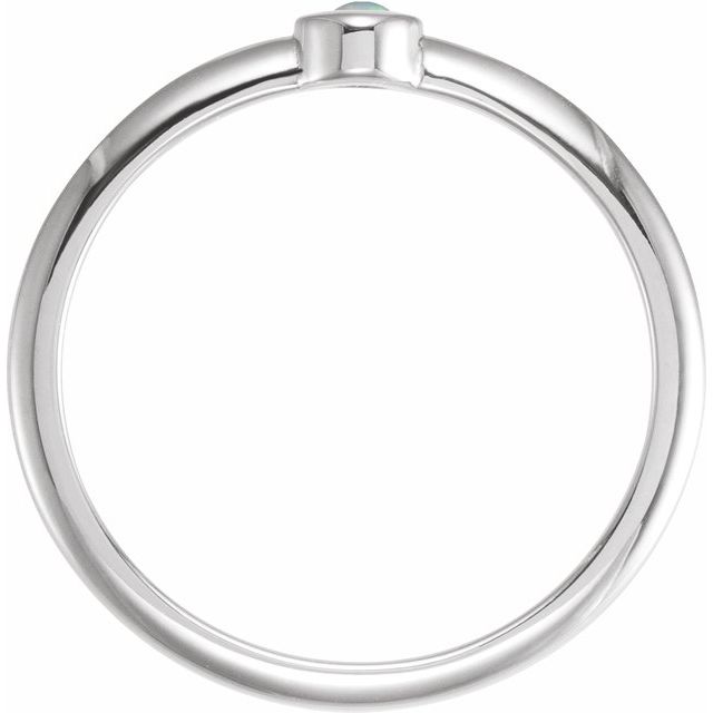 14K White Cabochon Natural White Opal Stackable Ring