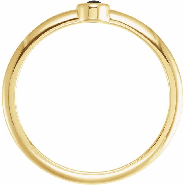 14K Yellow Cabochon Natural Black Onyx Stackable Ring