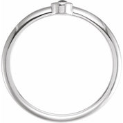 14K White Cabochon Natural Black Onyx Stackable Ring