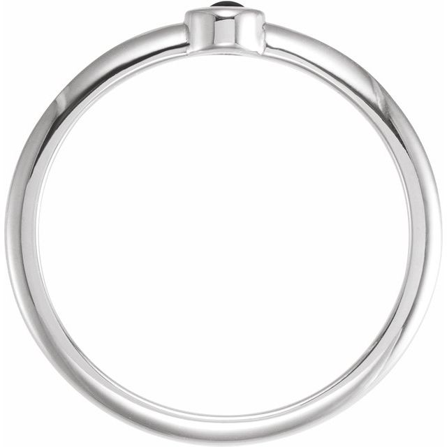 14K White Cabochon Natural Black Onyx Stackable Ring