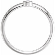 14K White Cabochon Natural Rainbow Moonstone Stackable Ring