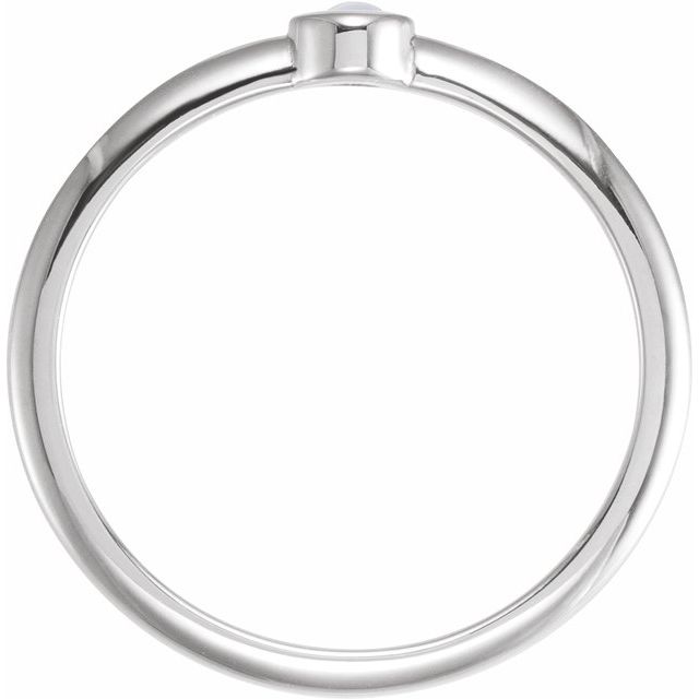 Sterling Silver Cabochon Natural Rainbow Moonstone Stackable Ring