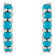 Sterling Silver Natural Turquoise 12.2 mm Huggie Hoop Earrings