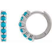 Sterling Silver Natural Turquoise 12.2 mm Huggie Hoop Earrings