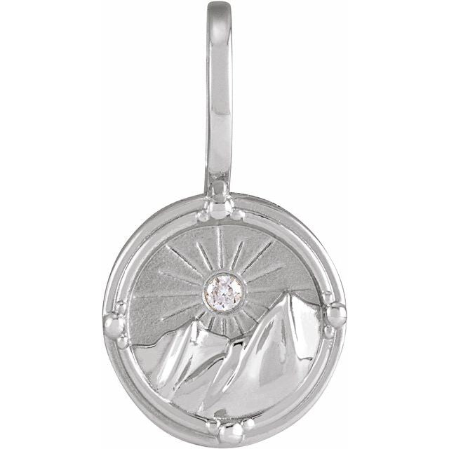 Platinum .015 CT Natural Diamond Earth Element Charm/Pendant