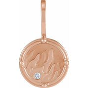 14K Rose .015 CT Natural Diamond Fire Element Charm/Pendant