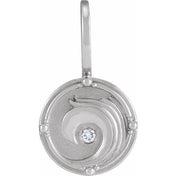 14K White .015 CT Natural Diamond Water Element Charm/Pendant