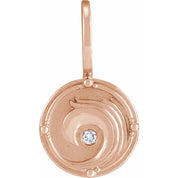 14K Rose .015 CT Natural Diamond Water Element Charm/Pendant
