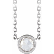 Sterling Silver 1/8 CT Rose-Cut Natural Diamond Bezel-Set 18" Necklace