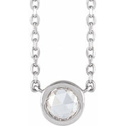 Platinum 1/8 CT Rose-Cut Natural Diamond Bezel-Set 18" Necklace
