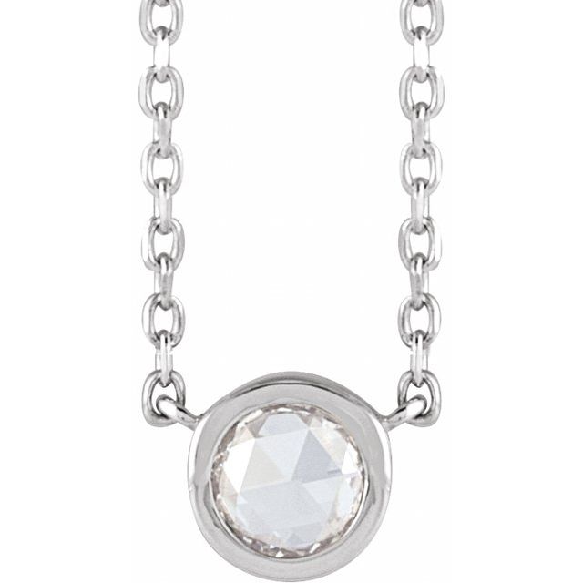 Platinum 1/8 CT Rose-Cut Natural Diamond Bezel-Set 18" Necklace