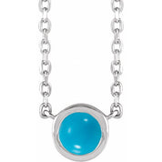 Sterling Silver Cabochon Natural Turquois Bezel-Set 18" Necklace