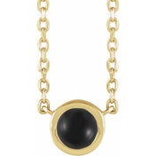 14K Yellow Cabochon Natural Black Onyx Bezel-Set 18" Necklace