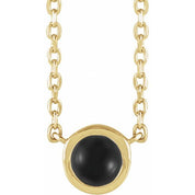 14K Yellow Cabochon Natural Black Onyx Bezel-Set 18" Necklace