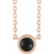 14K Rose Cabochon Natural Black Onyx Bezel-Set 18" Necklace