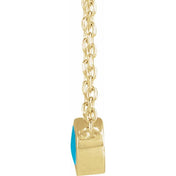 14K Yellow Cabochon Natural Turquois Bezel-Set 18" Necklace