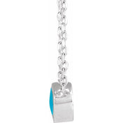 14K White Cabochon Natural Turquois Bezel-Set 18" Necklace