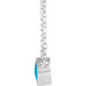 14K White Cabochon Natural Turquois Bezel-Set 18" Necklace