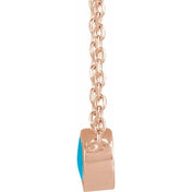 14K Rose Cabochon Natural Turquois Bezel-Set 18" Necklace