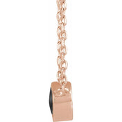 14K Rose Cabochon Natural Black Onyx Bezel-Set 18" Necklace