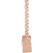 14K Rose Cabochon Natural Rainbow Moonstone Bezel-Set 18" Necklace