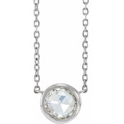 Platinum 1/2 CT Rose-Cut Natural Diamond Bezel-Set 18" Necklace