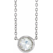 Platinum 1/2 CT Rose-Cut Natural Diamond Bezel-Set 18" Necklace