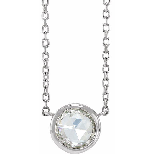 Platinum 1/2 CT Rose-Cut Natural Diamond Bezel-Set 18" Necklace