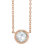 14K 1/2 CT Rose-Cut Natural Diamond Bezel-Set 18" Necklace