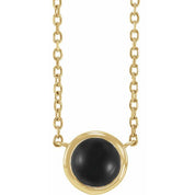 14K Yellow Cabochon Natural Black Onyx Bezel-Set 18" Necklace