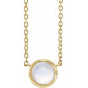 14K Yellow Cabochon Natural Rainbow Moonstone Bezel-Set 18" Necklace
