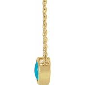14K Yellow Cabochon Natural Turquois Bezel-Set 18" Necklace
