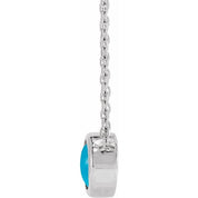 14K White Cabochon Natural Turquois Bezel-Set 18" Necklace