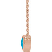 14K Rose Cabochon Natural Turquois Bezel-Set 18" Necklace