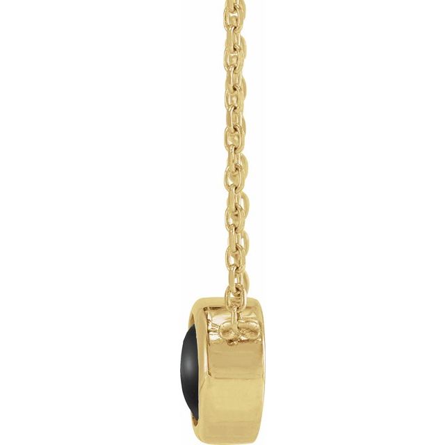 14K Yellow Cabochon Natural Black Onyx Bezel-Set 18" Necklace