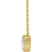 14K Yellow Cabochon Natural Rainbow Moonstone Bezel-Set 18" Necklace