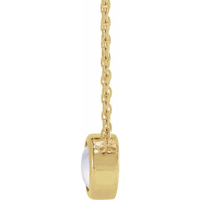 14K Yellow Cabochon Natural Rainbow Moonstone Bezel-Set 18" Necklace