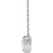 Platinum Cabochon Natural Rainbow Moonstone Bezel-Set 18" Necklace