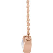 14K Rose Cabochon Natural Rainbow Moonstone Bezel-Set 18" Necklace