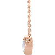 14K Rose Cabochon Natural Rainbow Moonstone Bezel-Set 18" Necklace
