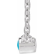 Sterling Silver Cabochon Natural Turquois Bezel-Set 18" Necklace