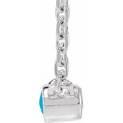 Sterling Silver Cabochon Natural Turquois Bezel-Set 18" Necklace