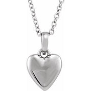 Platinum Puffed Heart 16-18" Necklace