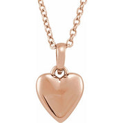 14K Rose Puffed Heart 16-18" Necklace