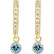 14K Yellow Natural Aquamarine & .08 Natural Diamond Hoop Earrings