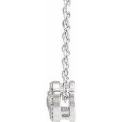 Sterling Silver Cabochon Natural Rainbow Moonstone & .05 CTW Natural Diamond Halo-Style 16-18" Necklace